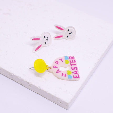 Easter Rabbit Egg Earrings Acrylic Jewellery Set Festive Accessories Women