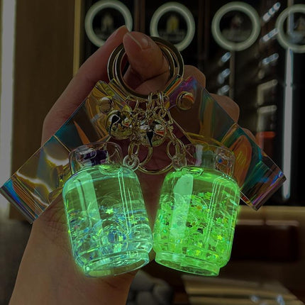 Quicksand Keychain Liquid Oil Keyring Bag Pendant Floating Peal Keyring - Aimall