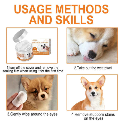 Pet Eye Wipes Clean Dogs Cats Tear Stain Removal Eye Dirt Cleaning Cotton Pads
