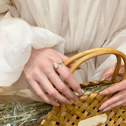 2pcs Butterfly Opening Ring Elegant Temperament Gentle Design Jewelry for Women