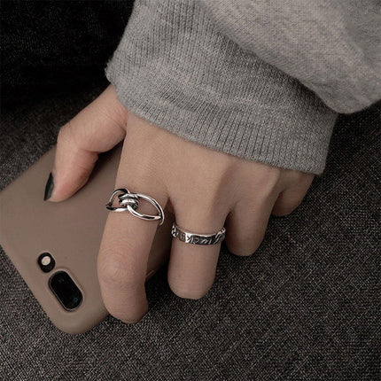 Geometric Cross Opening Ring Women Adjustable Retro Fashion Jewelry Gift