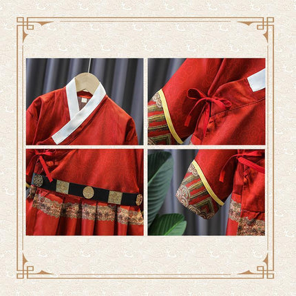 Red Hanfu Boys Girl Traditional Chinese Dress Clothes Ancient Children's Performance - Aimall