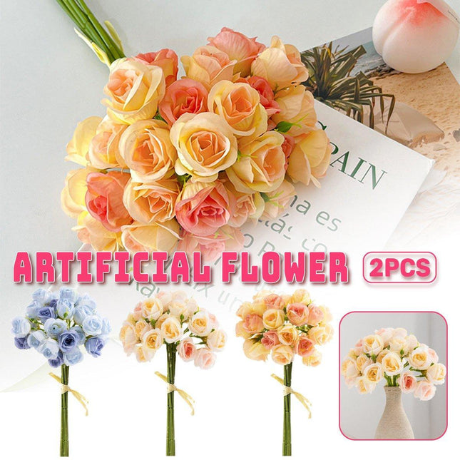 2pcs Artificial Rose Bouquet Valentines Day Gift Fake Flowers Wedding Decor