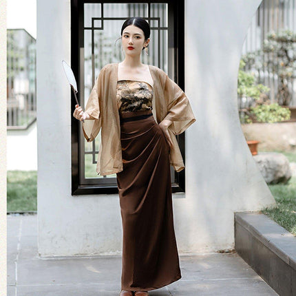 Chinese Style Hanbok Vintage Bustier Skirt Three Piece Suit Spring Summer