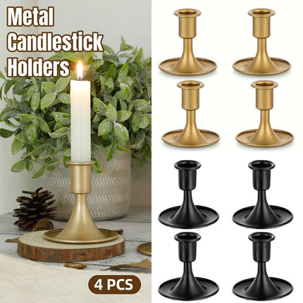 4X Iron Candlestick Stand Candle Holder Retro Style Look Taper Candle Holder
