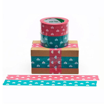 5pcs Cute Personality Packing Sealing Tape Adhesive Heart Design Colourful Glue