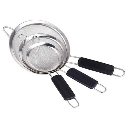 3pcs Stainless Steel Strainer Sifter for Soya Milk Flour Tea Juice Leak Proof