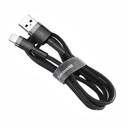 Grey + Black Genuine BASEUS 2.4A USB to Lighting Charging Cable Cord for iPhone 13 12 Pro XS - Aimall