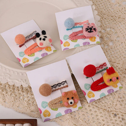 Cute Cartoon Cube Animal Hairpin Fall Winter Fashion Hair Accessories for Women