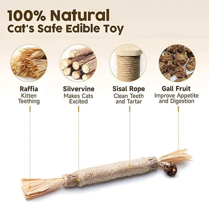 Cat Toys Silvervine Chew Stick Kitten Treat Catnip Toy Grinding Tooth Cleaning - Aimall