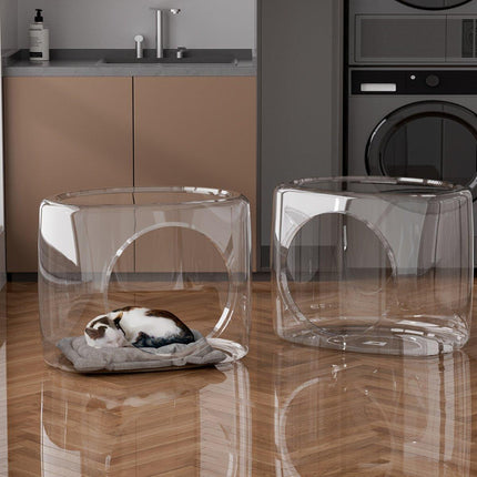Transparent Capsule Cat Litter Box Semi Enclosed Cat House for Indoor Use