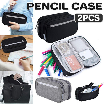 2pcs Large Capacity Multifunctional Pencil Case Storage Bag for School Office