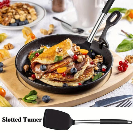 2pcs Silicone Cooking Utensils Stir Fry Spatula Kitchen Tools Non Stick Cookware