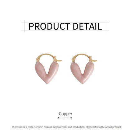 Romantic Pink Dripping Heart Dangle Earrings Women Girls Fashion Jewelry