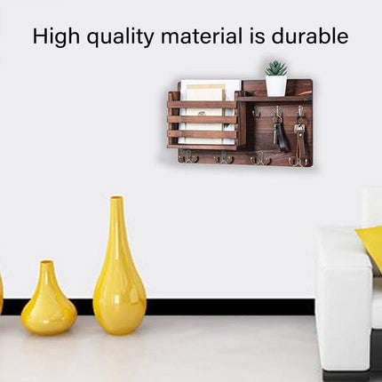 Wooden Wall Mounted Hanging Rack Holder Storage Shelf for Living Room Entrance