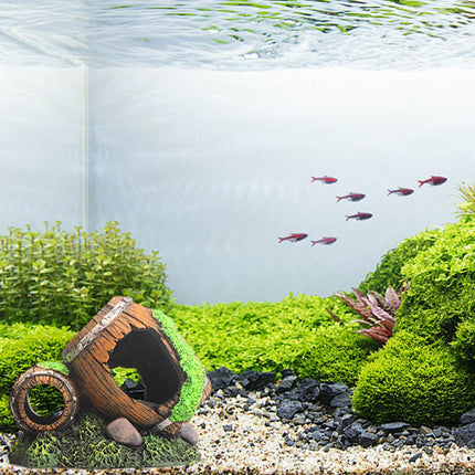 Aquarium Fish Tank Decoration Hiding Cave Simulation Barrel Aquascape Ornament