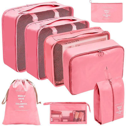 8PCS Packing Cubes Travel Pouches Luggage Organiser Clothes Suitcase Storage Bag - Aimall