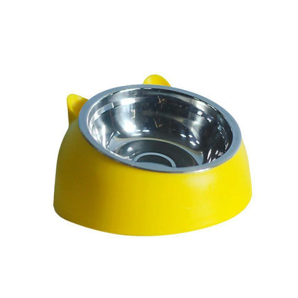 Pet Dog Cat Food Bowl Raised No Slip Stainless Steel Tilted Water Food Feeder - Aimall