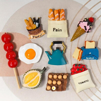 10pcs 3D Simulation Food Stickers for Fridge Fun Food Toy Magnets Decorative Set
