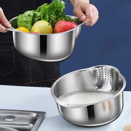 304 Stainless Steel Rice Washing Basin Multi-Purpose Kitchen Sieve Drain Basket