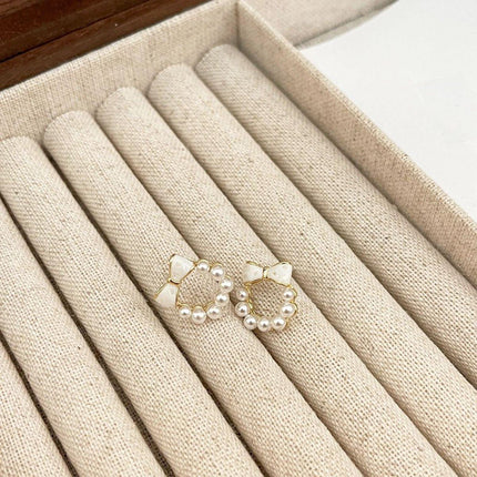 Chic Dainty Bow Earrings for Women Small Round Elegant Jewelry Fashion Gift