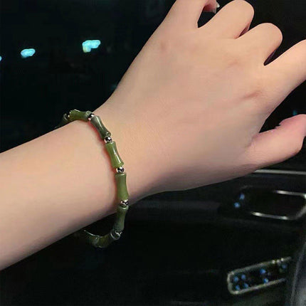 New Chinese Green Bamboo Splicing Bracelet Unique Handmade Jewelry Fashion