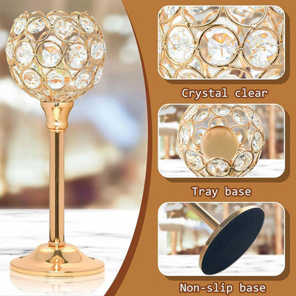 3PCS Crystal Candle Holders Metal Candlelight Wedding Home Dinner Decoration