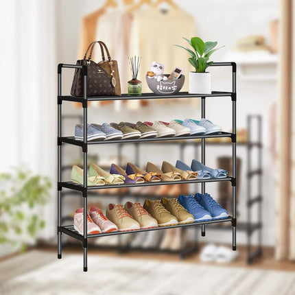 4-Tier Metal Shoe Rack Organizer Dustproof Shoe Cabinet Storage Shelf for Home