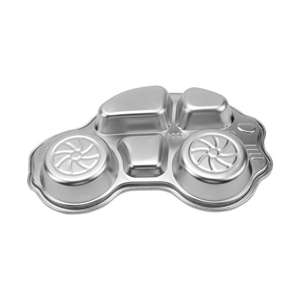 2pcs Cartoon Car Compartment Plate Stainless Steel Divided Food Tray with Sections