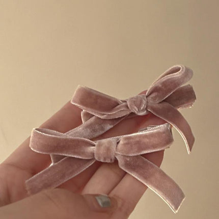 2PCS Bow Children's Hair Clip Flocking Velvet Hair Clip Sweet Hairpin Girls Gift - Aimall