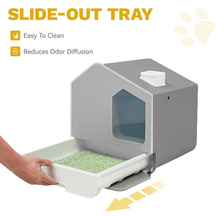 Large Fully Enclosed Cat Litter Pan House Easy Clean Litter Box for Indoor Use
