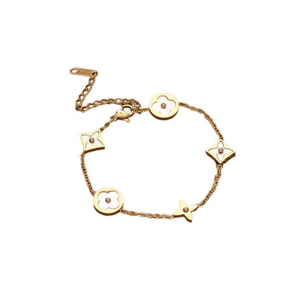 Stylish Crystal Pearl Flower Bracelet Party Accessories Charm Chain Jewellery - Aimall