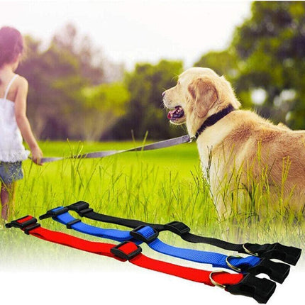 M Size Dog Puppy Pet Collar Adjustable Nylon Toy Medium pink blue red black - Aimall