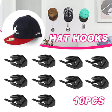 10PCS Self Adhesive Hat Rack Display Hooks Wall Door Baseball Cap Holder Hanger