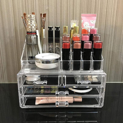 Holder Cosmetic Makeup Organiser 4 Drawer Storage Jewellery Box Clear Acrylic - Aimall