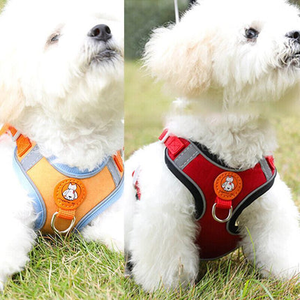 Dog Harness Cat Lead Puppy Leash VEST Mesh Breathe Adjustable Braces Small Pet Blue - Aimall