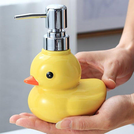 Cartoon Yellow Duck Ceramic Hand Sanitizer Lotion Bottle Press Dispenser Pump