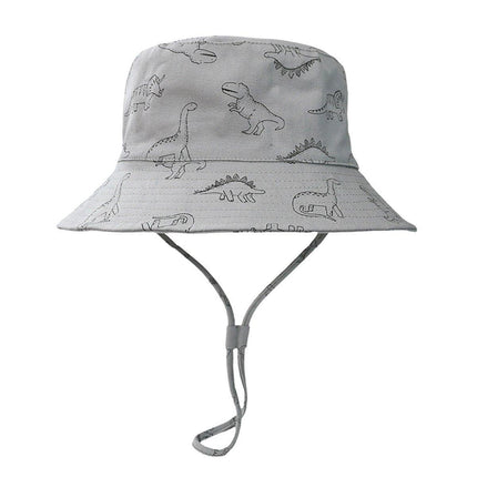 Cartoon Dinosaur Bucket Hat with Wide Brim for Summer Sun Protection