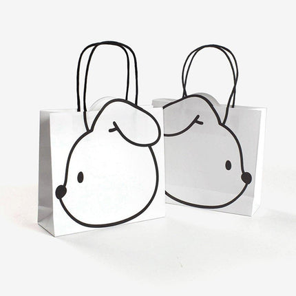 50pcs Black and White Cartoon Rabbit Paper Bags Simple Gift Packaging Set