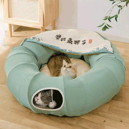 Large Multi-Functional Cat Tunnel Bed and Cat Toy Interactive Pet Playhouse