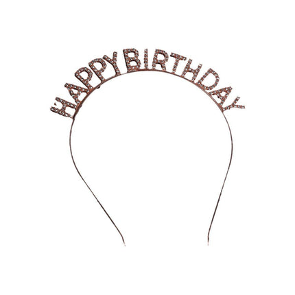 New Happy Birthday Headband Girl Letter Rhinestone Crown Hair Band Birthday Hat - Aimall