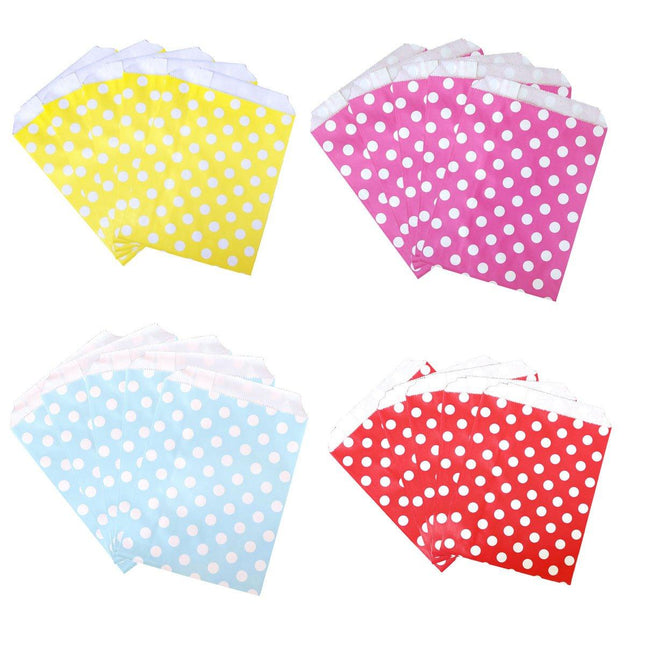 100pcs Colourful Polka Dot Paper Bags for Food Desserts Party Treats Packaging