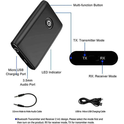 Bluetooth 5.0 Transmitter Receiver 2 in 1 Wireless Audio Aux Adapter 3.5mm - Aimall