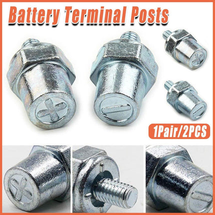 2Pcs Battery Terminal Posts For M8 8mm Bolts Positive Negative For Car Boats