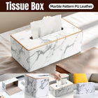 Rectangular Marble PU Leather Tissue Box Cover Napkin Holder Towel Dish Desktop