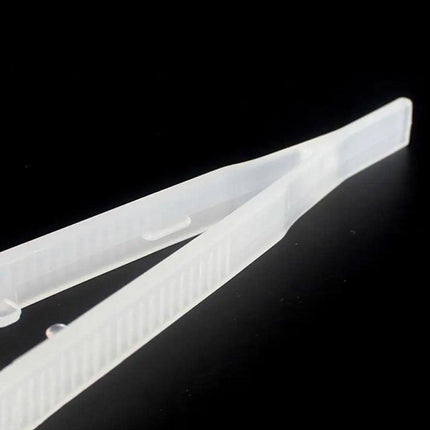18cm Plastic Luminous Tweezer Feeding Tongs Straight for Reptile Feeder White