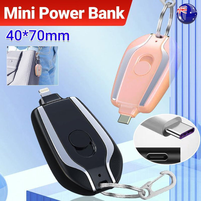 Keychain Portable Mini Power Bank Emergency Pod Charger For Phone 1500mAh Type-c - Aimall