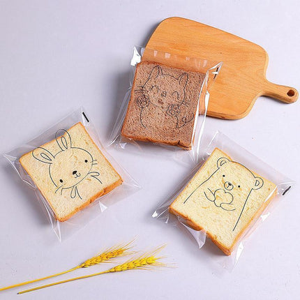 400PCS Self Sealing Bread Bags Cute Cartoon Transparent Self Adhesive Packaging