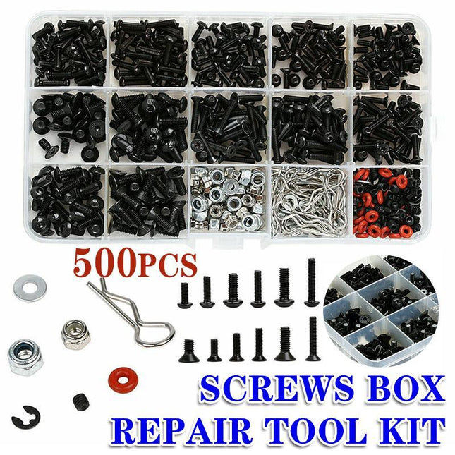 500PCS/Set RC Screws Box Repair Tool Kit for 1/10 HSP RC Car DIY Accessories - Aimall