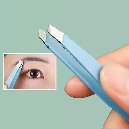 Eyelash Curler Oblique Tip Tweezers Flat Eyebrow Clip Makeup Tool Trimming